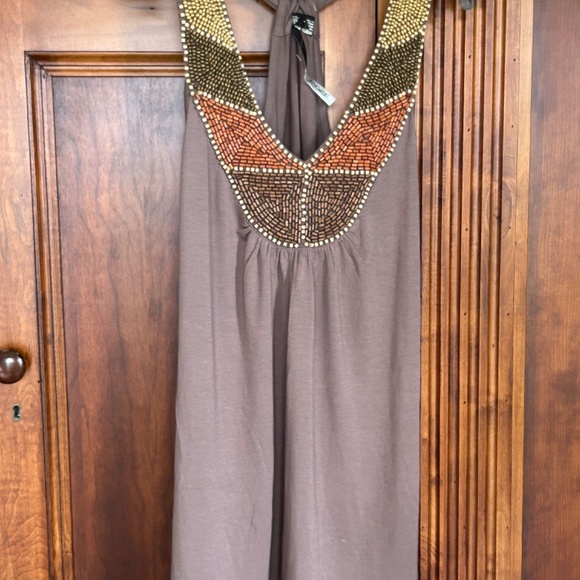 Light Brown Beautiful Top Embroidered With Beads, Size Large, Brand New - Picture 2 of 13